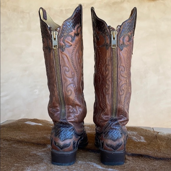 Stetson Women's Two Toned Brown Leather Tall Boot. - Picture 10 of 11